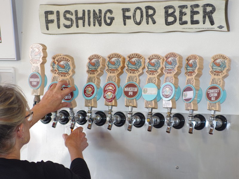 Beer taps at Westport Brewing Company